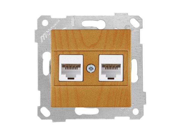 Розетка компьютерная 2xRJ45 (Cat6, скрытая, без рамки) дуб, RITA, MUTLUSAN