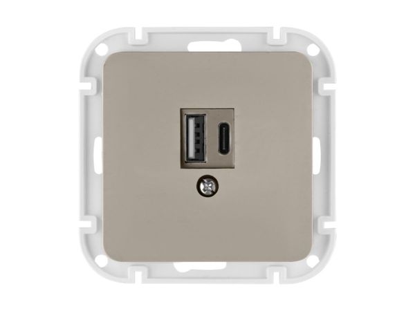Розетка с двумя USB-разъемами (узел, скрытая) песочная, Astrum BYLECTRICA