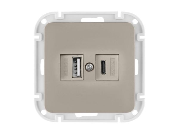 Розетка с двумя USB-разъемами (скрытая, узел) песочная, Astrum BYLECTRICA