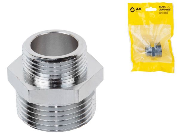 Ниппель ред. 1" нар. х 3/4" нар. ХРОМ, AV Engineering (инд. упак.)