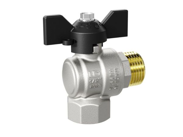 Кран шаровый угловой 1/2" нар.-вн. бабочка, LD