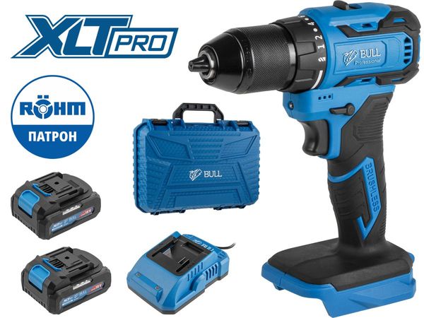 Аккум. дрель-шуруповерт BULL SR 1804 R-series в чем. XLTpro БЕСЩЕТ., Импульс., 18 В, 50 Н*м, 2х2 А*ч