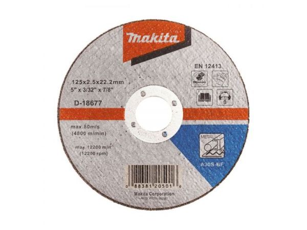 Круг отрезной 125х2.5x22.2 мм для стали плоский A30S MAKITA