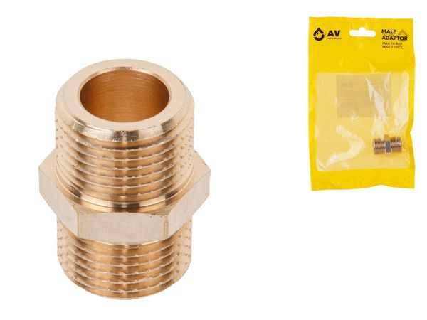 Ниппель 3/8" нар.-нар., AV Engineering (инд. упак.)