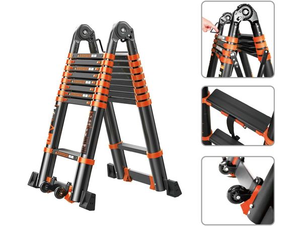 Лестница телескопическая 2-х секц. алюм. 410/820см, 2х10ступ. 28,8кг BLACK LINE STARTUL (ST9932-082)