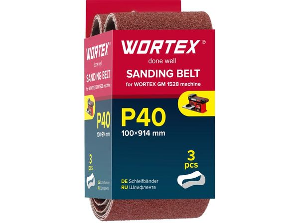Шлифлента 100x914 мм P40 бесконечная 3 шт. для станка WORTEX GM 1528