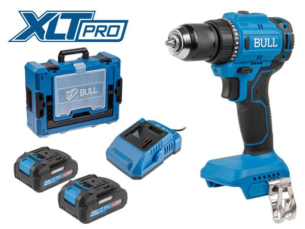 Аккум. дрель-шуруповерт BULL SR 1803 Xcase XLTpro БЕСЩЕТ., 2x2 А*ч, 18 В, 45 Н*м, БЗП 10 мм