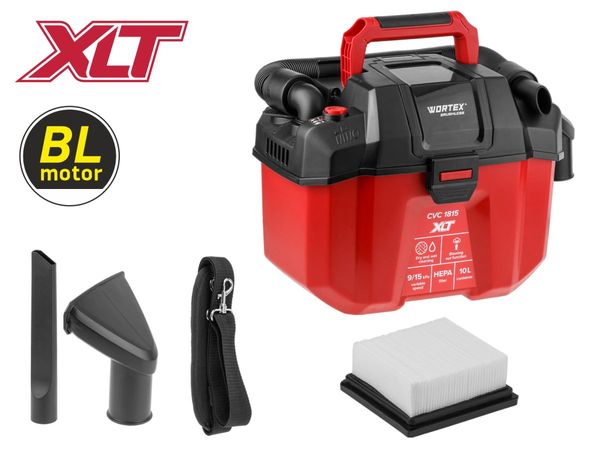 Аккум. пылесос WORTEX CVC 1815 в кор. ALL1 XLT SOLO БЕСЩЁТ., 18 В, 9-15 кПа, 10 л, строительный