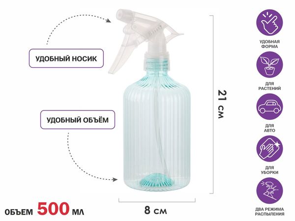 Опрыскиватель ручной 0,5л с пульверизатором, PERFECTO LINEA