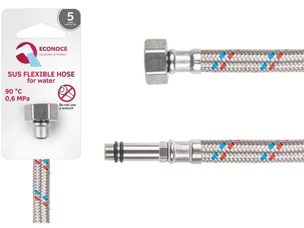 Подводка гибкая, SUS, иголка м10 длинная - гайка 1/2" 150 см ECONOCE