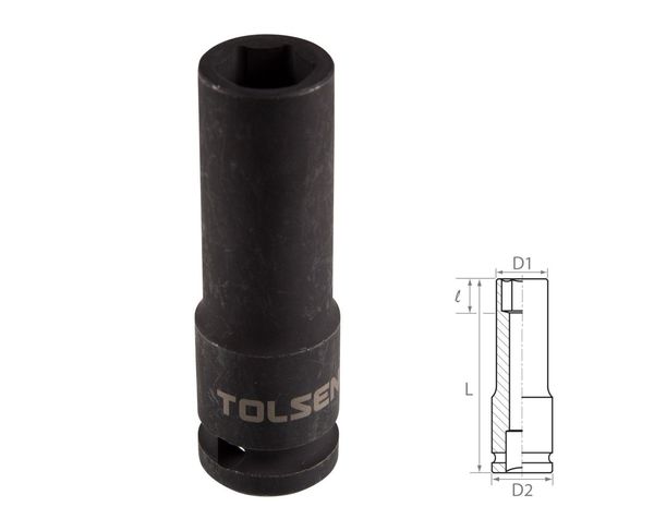 Головка торцевая ударная глубокая шестигранная 1/2" 12 мм TOLSEN TT18262