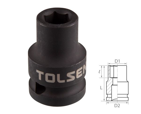 Головка торцевая ударная шестигранная 1/2" 11 мм TOLSEN TT18211