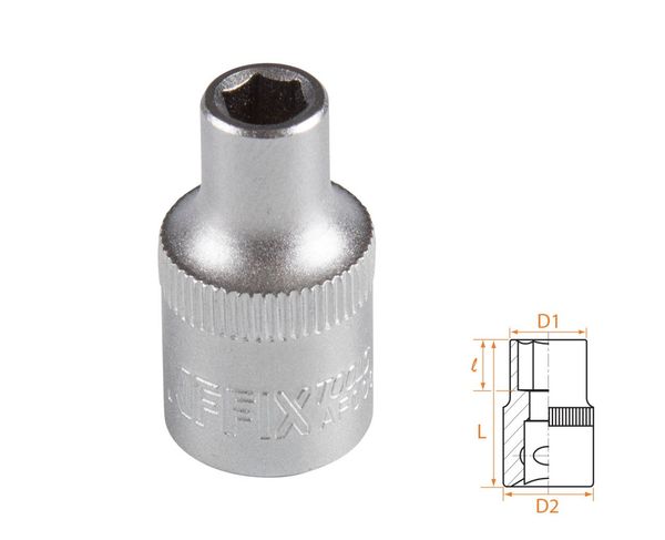 Головка торцевая стандартная шестигранная 3/8" 6 мм AFFIX AF00030006