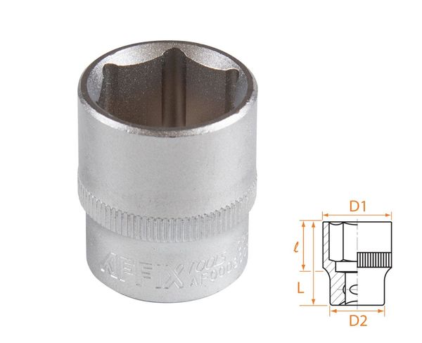 Головка торцевая стандартная шестигранная 3/8" 19 мм AFFIX AF00030019