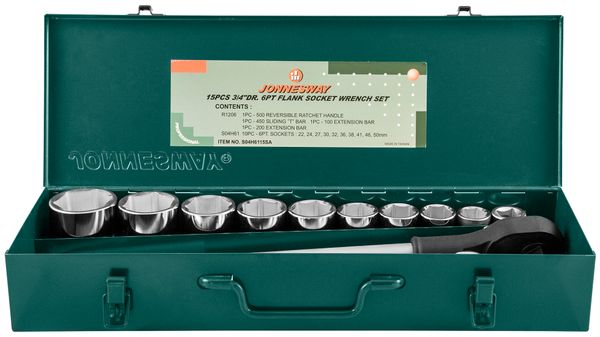 Набор головок торцевых S04H6315SA (S04H6115SA), 3/4"DR, 22-50 мм, 15 предметов
