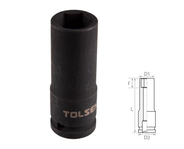 Головка торцевая ударная глубокая шестигранная 1/2" 20 мм TOLSEN TT18270
