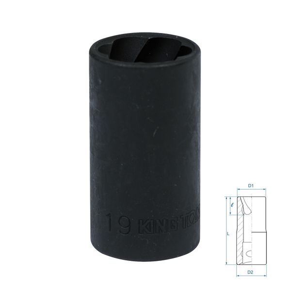 Головка для поврежденного крепежа 1/2", 19 мм KING TONY 9TD403-19M