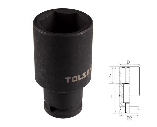 Головка торцевая ударная глубокая шестигранная 1/2" 27 мм TOLSEN TT18277