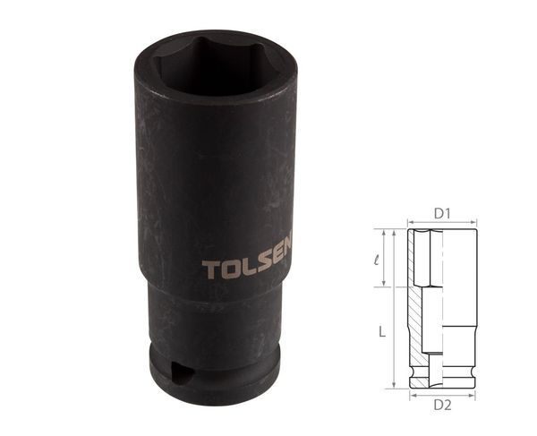 Головка торцевая ударная глубокая шестигранная 1/2" 22 мм TOLSEN TT18272