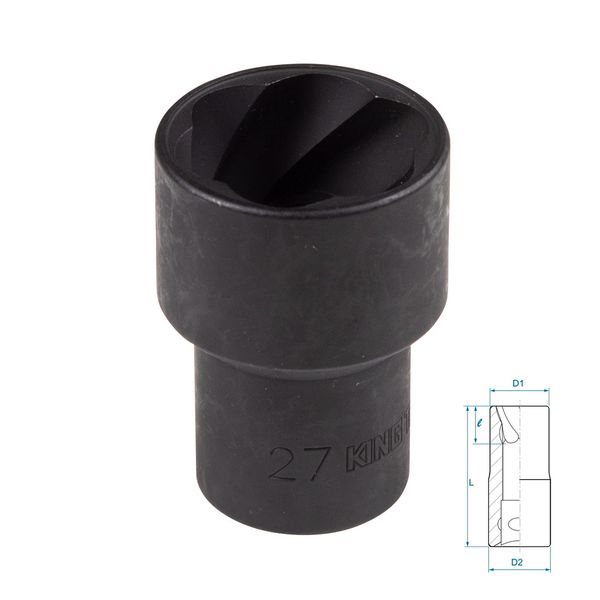 Головка для поврежденного крепежа 1/2", 21 мм KING TONY 9TD403-21M