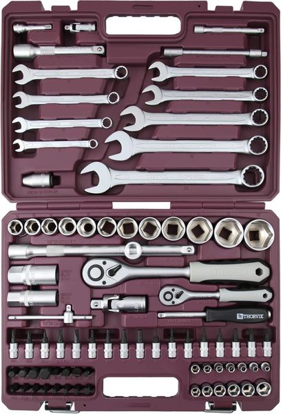 Набор инструмента универсальный Thorvik TS082 (1/4", 1/2"DR, 82 предмета)