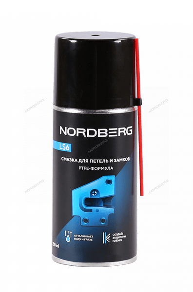 Смазка для петель и замков NORDBERG LS6-210 с PTFE, 210 мл
