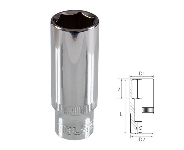 Головка торцевая глубокая шестигранная 3/8" 17 мм TOLSEN TT16367