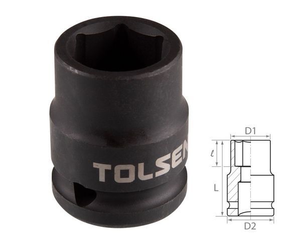 Головка торцевая ударная шестигранная 1/2" 17 мм TOLSEN TT18217