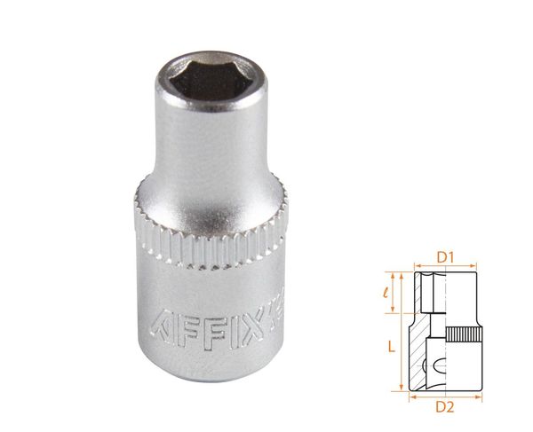 Головка торцевая стандартная шестигранная 1/4" 5,5 мм AFFIX AF00020055