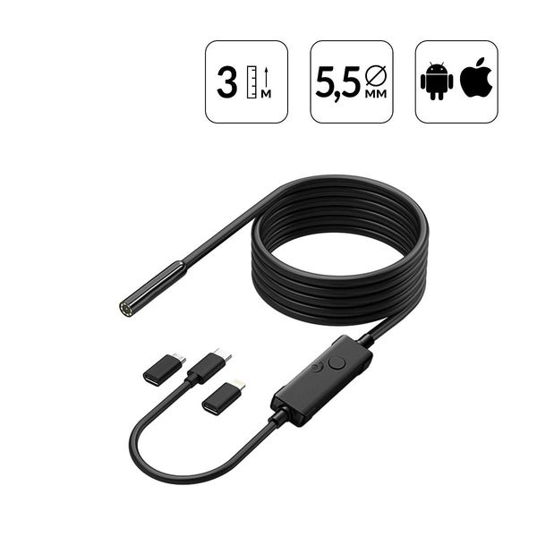 Видеоэндоскоп USB, 2Мп, 1920x1080, 3м, 5.5 мм зонд iCartool IC-V553