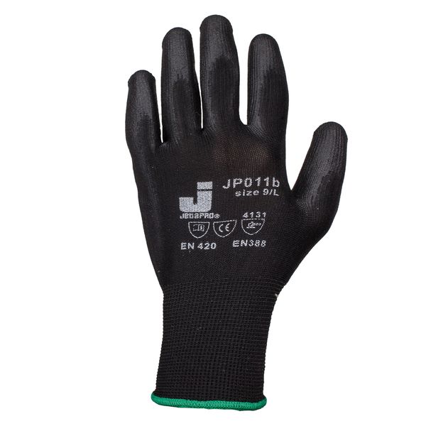 Перчатки нейлоновые JETA SAFETY JP011 с полиуретановым покрытием черные 12 пар