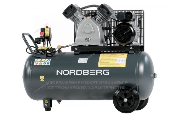 Компрессор поршневой с ременной передачей NORDBERG NCP100/360A (220В, ресив. 100л, 360л/мин)