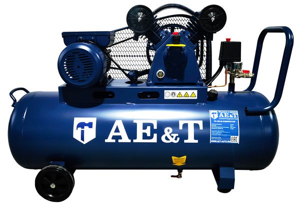 Компрессор поршневой AE&T TK-100-3A, ресивер 100л, производительность 290л/мин, 220В
