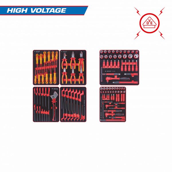 Набор инструментов "HIGH VOLTAGE" KING TONY 932-117VEMRVD для тележки, 6 ложементов, 117 предметов