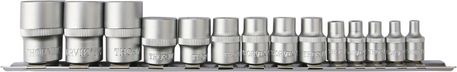 Набор головок торцевых Thorvik S1S1314SM (1/4", 3/8", 1/2"DR на держателе, внешний TORX®, E4-E24, 14 предметов)