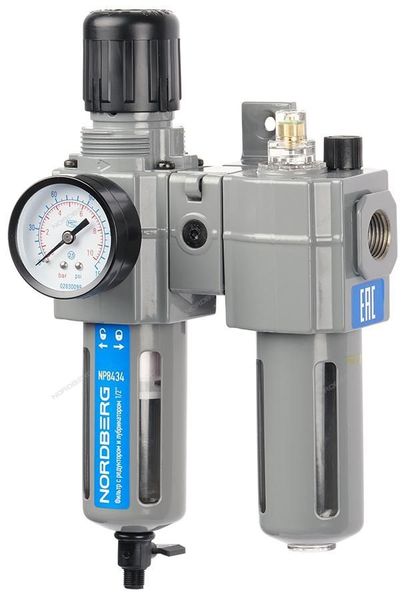 Фильтр воздушный с редуктором и лубрикатором PRO, 1/2" NORDBERG NP8434