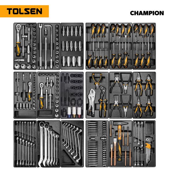 Набор инструментов "CHAMPION" для тележки TOLSEN TT85416-239 (18 ложементов, 239 предметов)