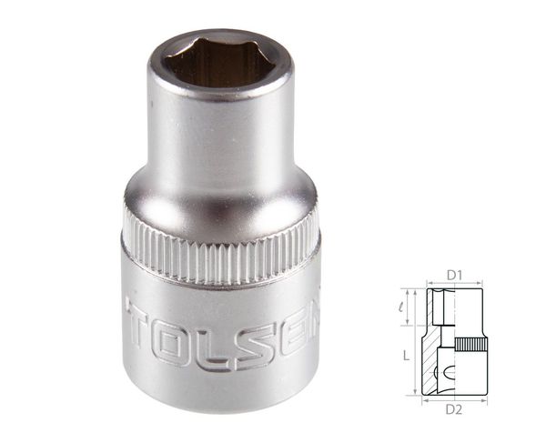 Головка торцевая стандартная шестигранная 1/2" 8 мм TOLSEN TT16508