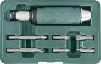 Ударная отвертка с битами SL 8,10мм PH# 2,3 36мм и PH# 2,3 80мм 7 предметов JONNESWAY AG010055A