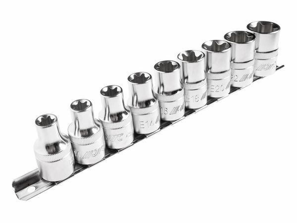 Набор головок торцевых JTC-H409E (1/2", TORX, Е10-Е24, 9 предметов)