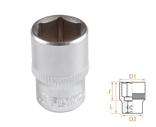 Головка торцевая стандартная шестигранная 1/4" 12 мм AFFIX AF00020012