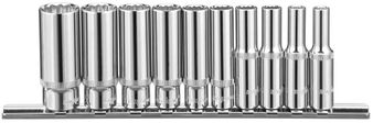 Набор головок торцевых глубоких 12-гранных Ombra 914910 (1/4" DR на держателе, SAE 3/16" 9/16" 10 предметов)