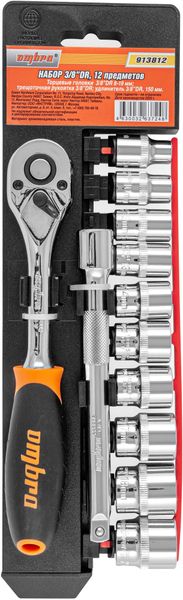 Набор головок торцевых с аксессуарами Ombra 913812 3/8" DR, 8-19 мм, 12 предметов
