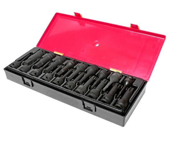 Набор головок торцевых ударных JTC-K4191 (1/2", TORX, HEX, 19 предметов в кейсе)
