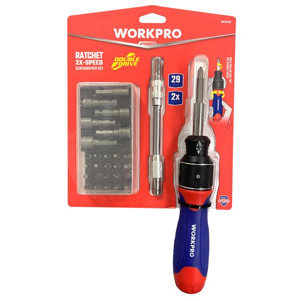Отвертка 2X DRIVE с трещоткой (28 предметов) WP221053 WORKPRO