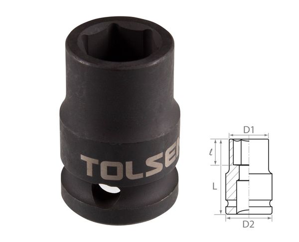 Головка торцевая ударная шестигранная 1/2" 15 мм TOLSEN TT18215