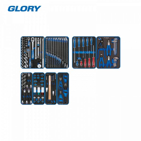 Набор инструментов "GLORY" для тележки, 8 ложементов, 152 предмета KING TONY 9G35-152MRVD
