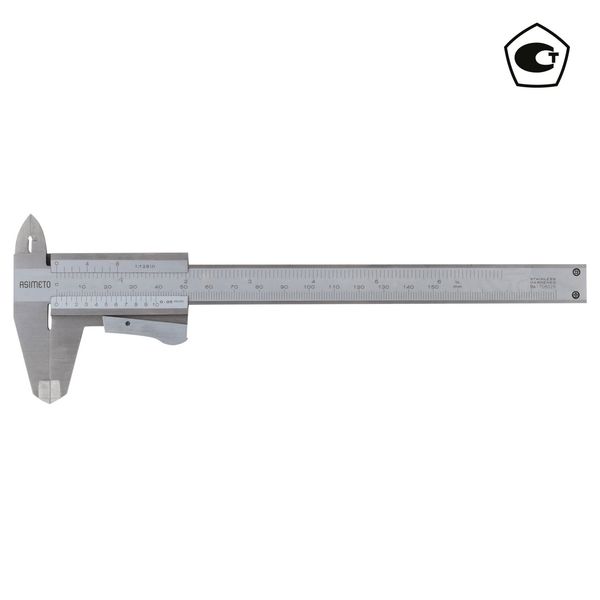 ASIMETO 351-08-4 Штангенциркуль нониусный тип 1; 0,02 мм, 0-200 мм, с зажимом