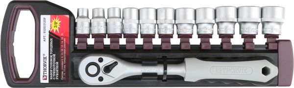 Набор головок торцевых с трещоточной рукояткой Thorvik S12S1112SP (3/8"DR, 8-19 мм, 12 предметов)