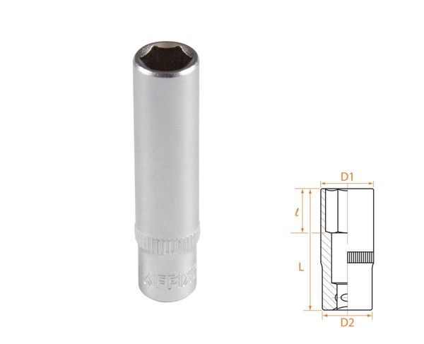 Головка торцевая глубокая шестигранная 1/4" 8 мм AFFIX AF00120008